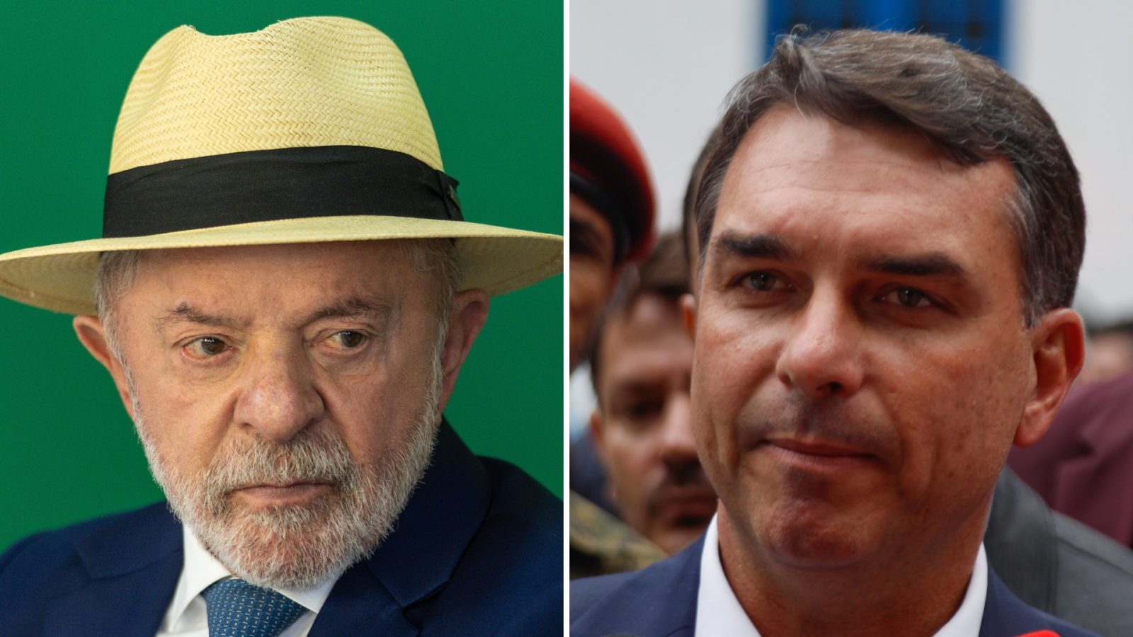 O presidente Lula e o senador Flávio Bolsonaro concorrem à Presidência da República em 2026