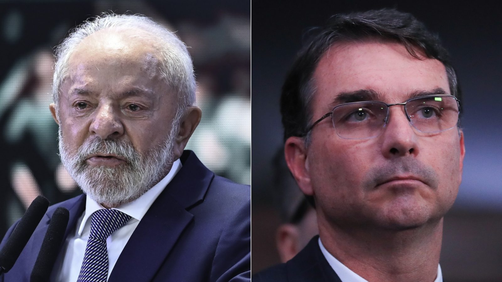 Presidente Lula e o senador Flávio Bolsonaro