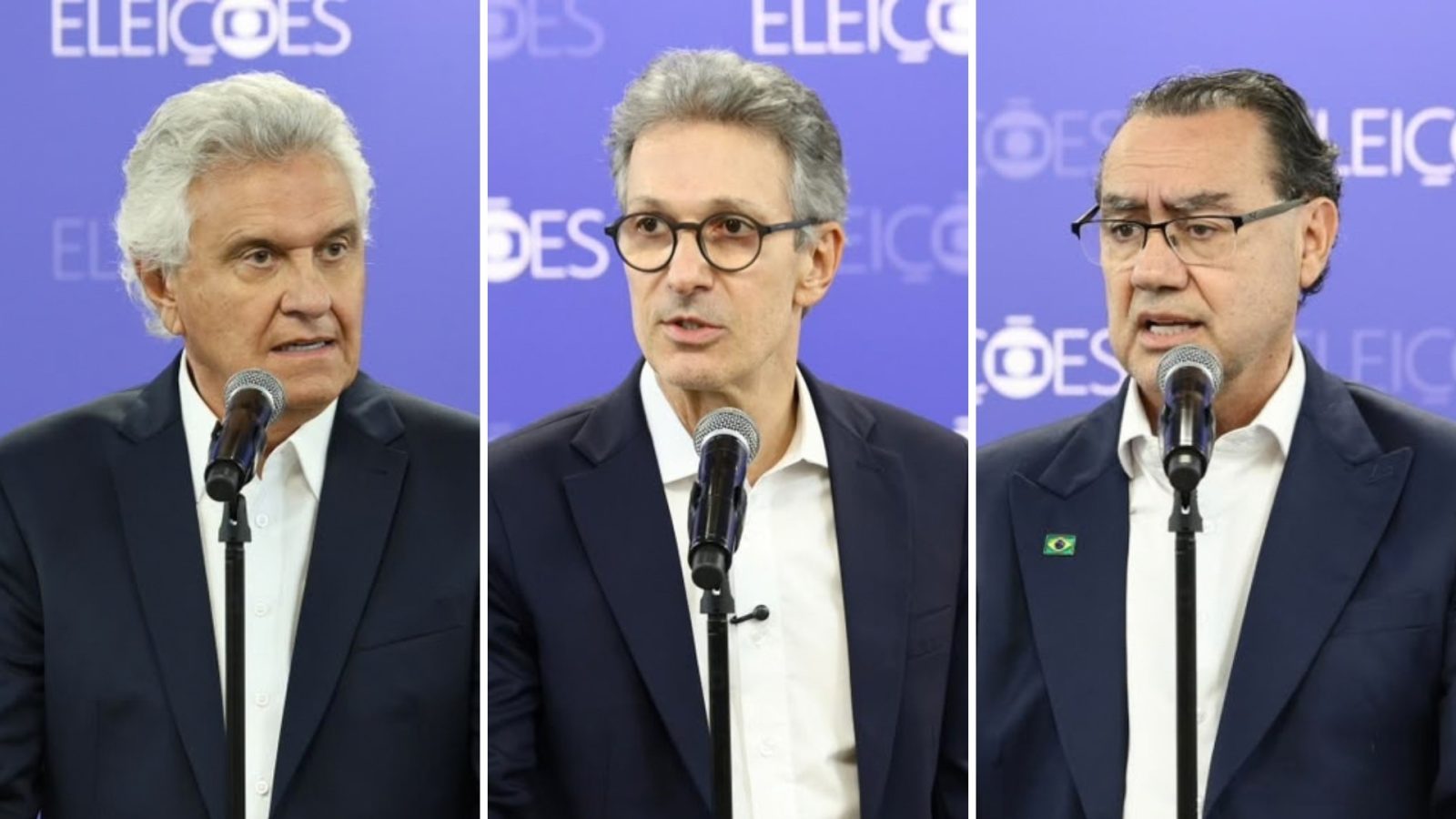 Ronaldo Caiado (PSD), Romeu Zema (Novo) e Augusto Cury (Avante), candidatos à Presidência