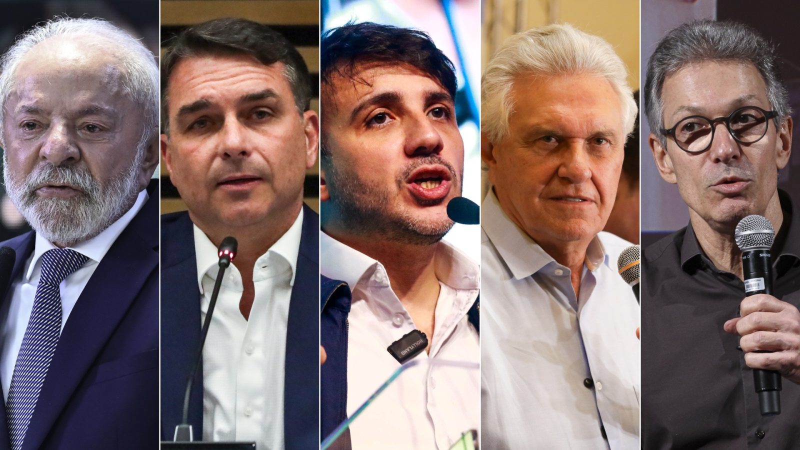 Lula, Flávio Bolsonaro, Renan Santos, Ronaldo Caiado e Romeu Zema concorrem à Presidência da República