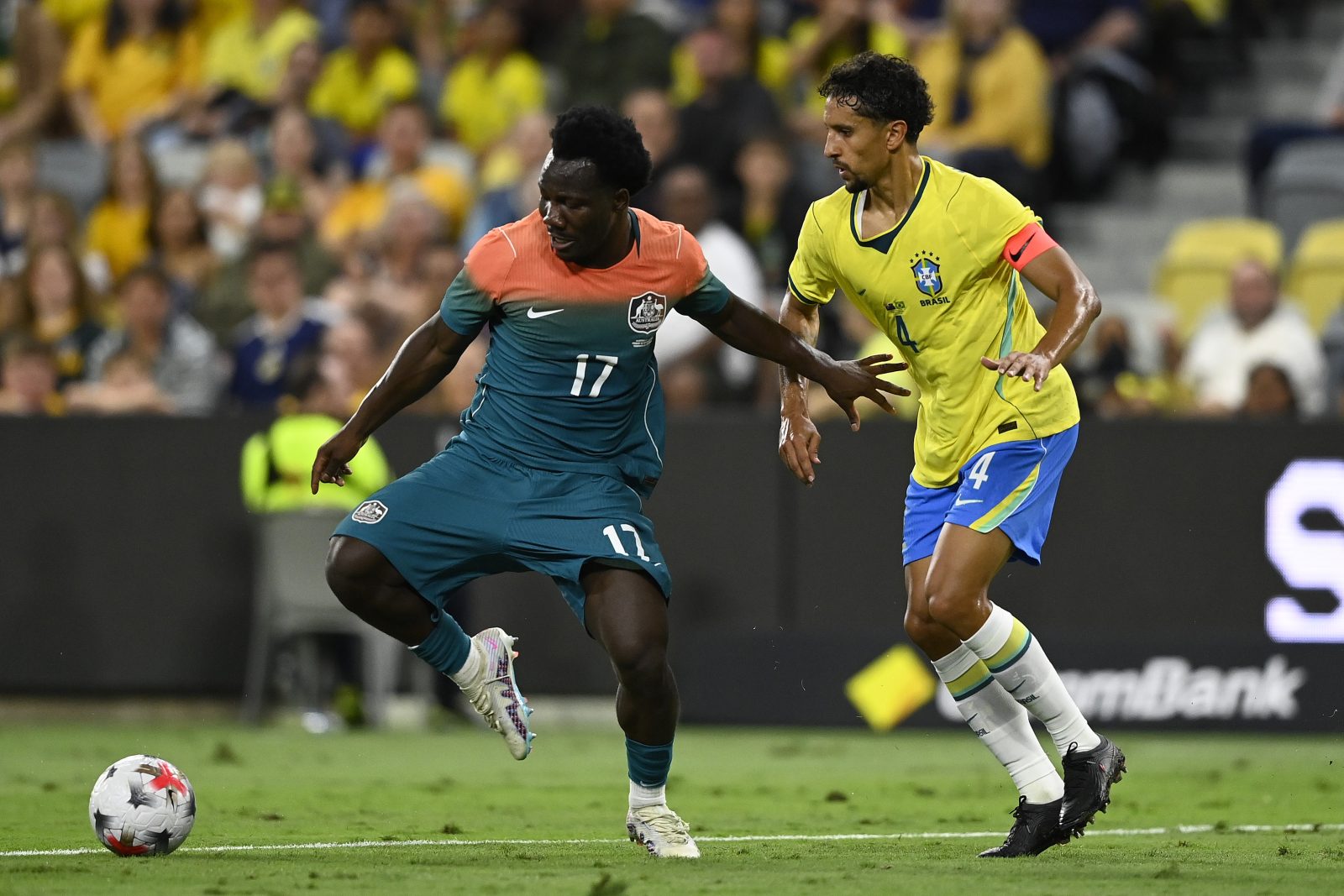 Momento da partida entre Brasil e Austrália, em primeiro amistoso após a Copa do Mundo de 2026.