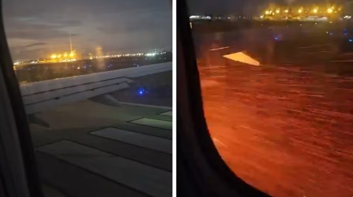 Avião pega apresentou fogo em um dos motores