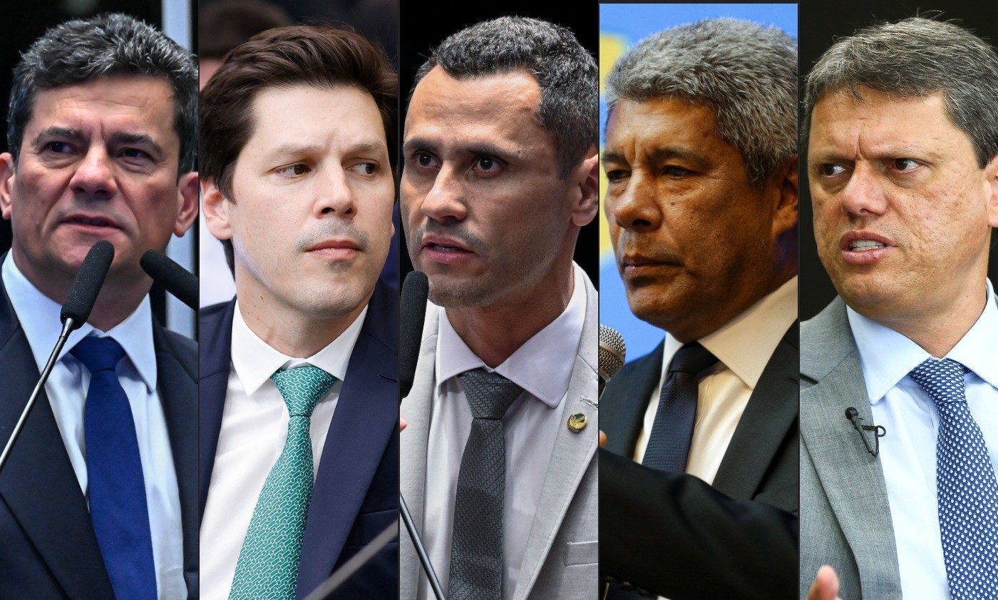 Governadores eleitos: Sergio Moro (PL), Daniel Vilela (MDB), Cleitinho Azevedo (Republicanos), Jerônimo Rodrigues (PT) e Tarcísio de Freitas (Republicanos)