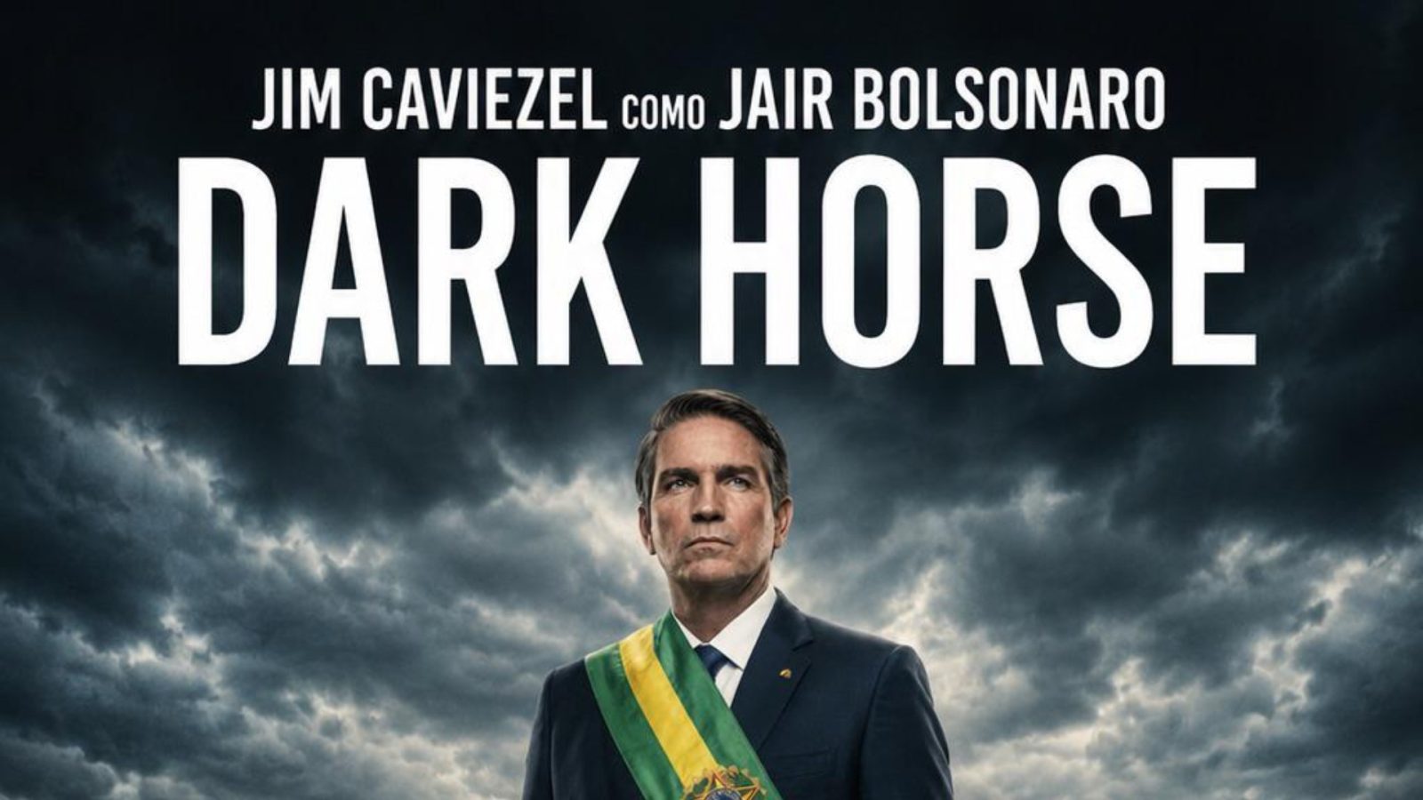Jim Caviezel no pôster de 'Dark Horse', filme sobre Jair Bolsonaro